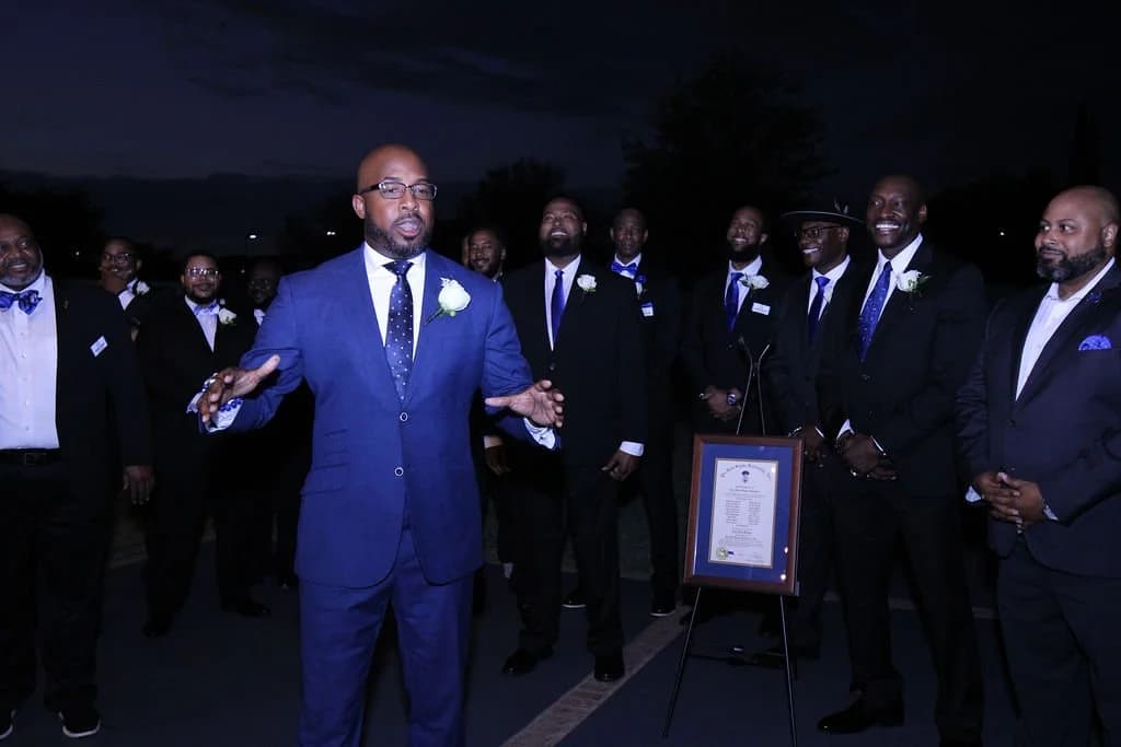 Brothers of Tau Zeta Sigma serving the community