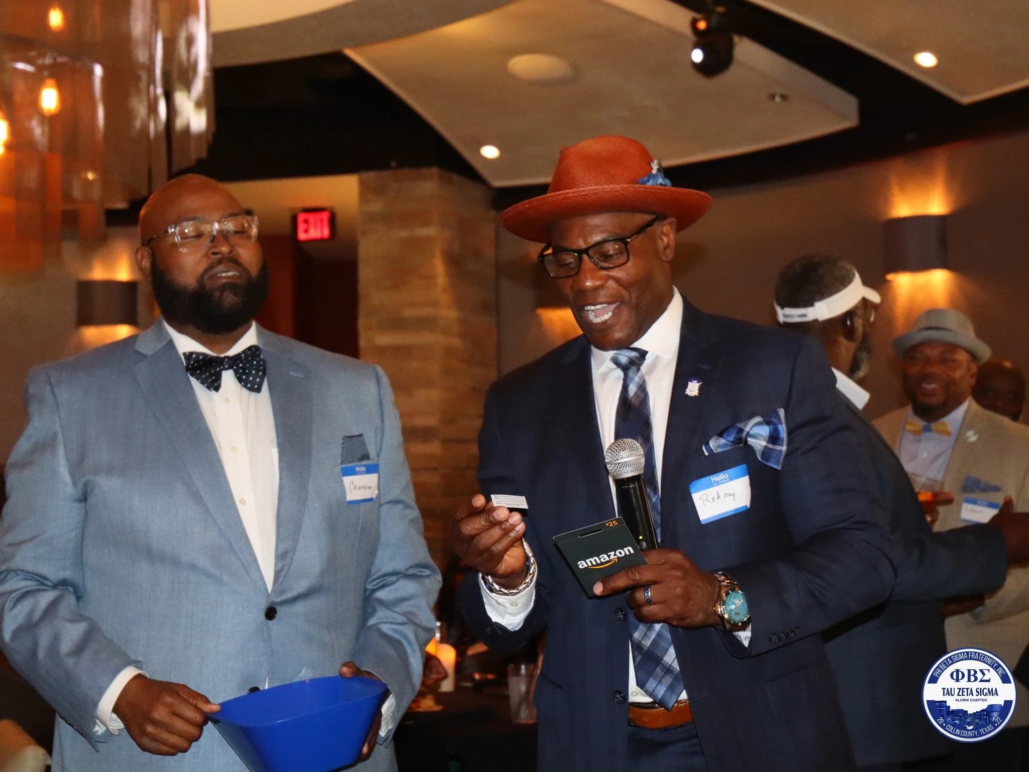 Brothers of Tau Zeta Sigma at an event